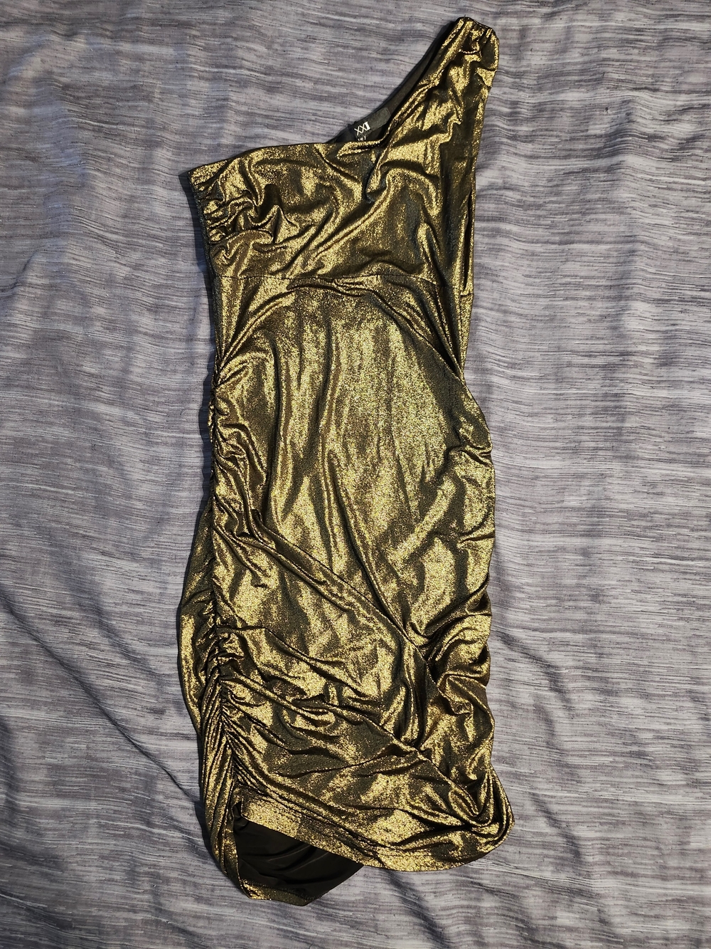 One-Shoulder Metallic Gold Women’s Dress